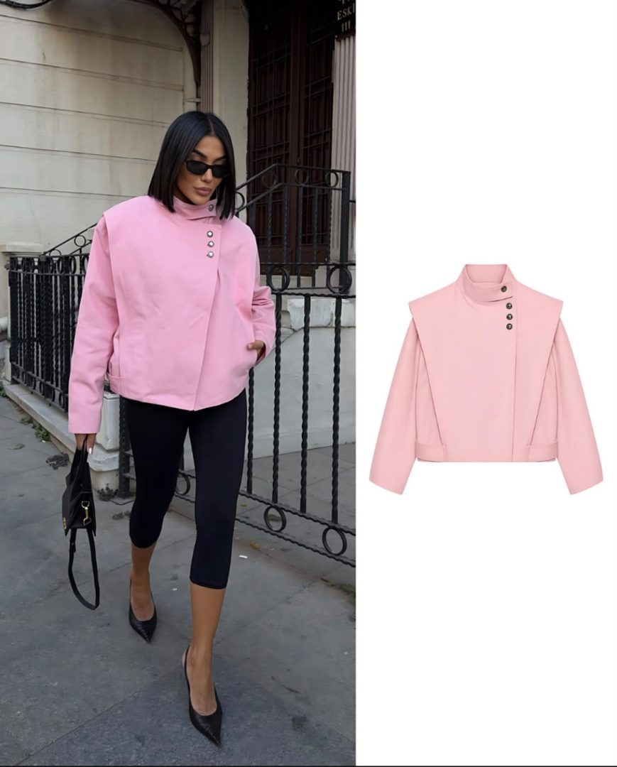 Pembe Zra model kısa ceket