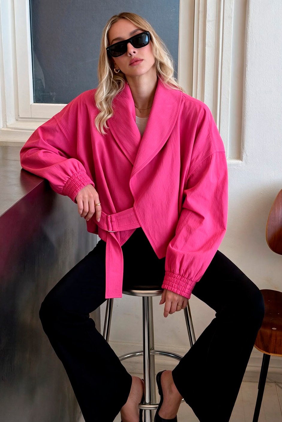 Fuşya renk yılın viral ceket modeli