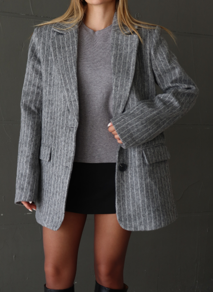 GRİ ÇİZGİLİ KAŞE KABAN