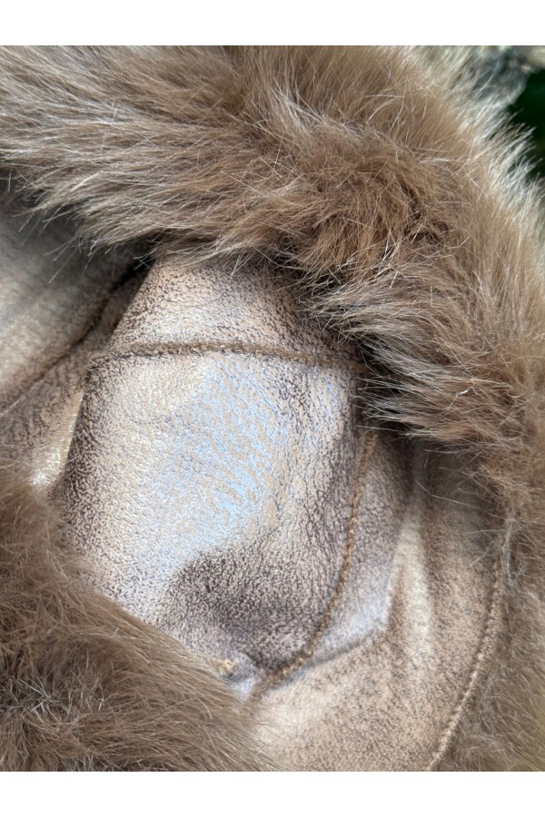 Leopar Desenli Kürklü Peluş Kalpak Şapka