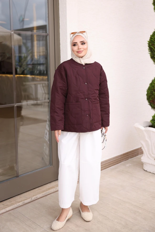 Mürdüm Kapitone Çıtçıtlı Mont