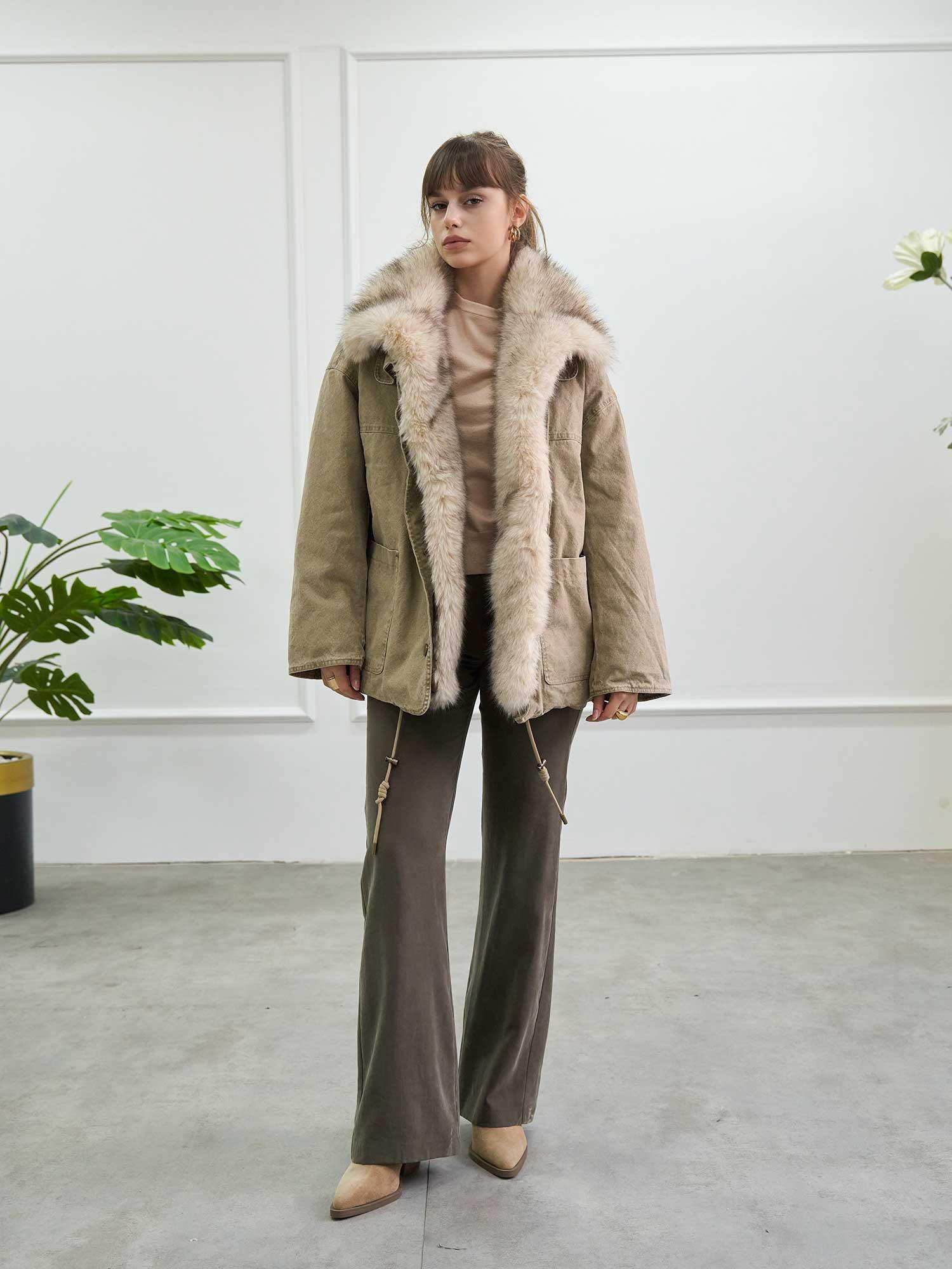 Oversize Kürk Garnili Mont