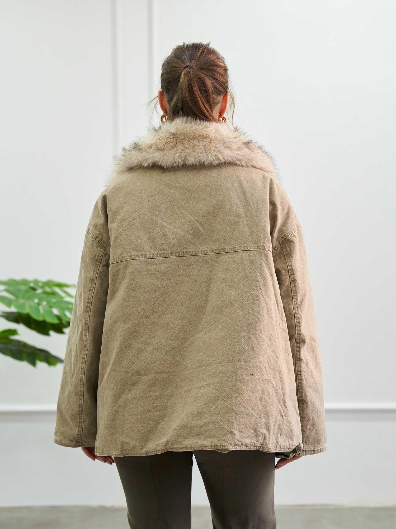 Oversize Kürk Garnili Mont