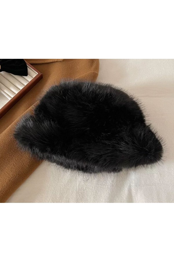 Siyah Peluş Kalpak Şapka