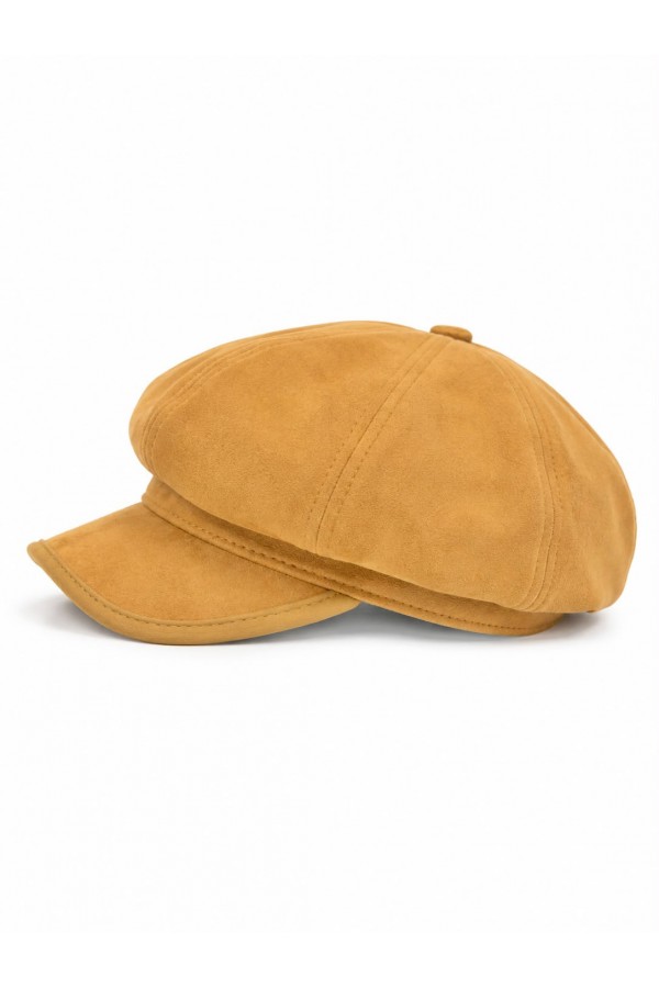 Süet Camel Kasket Şapka