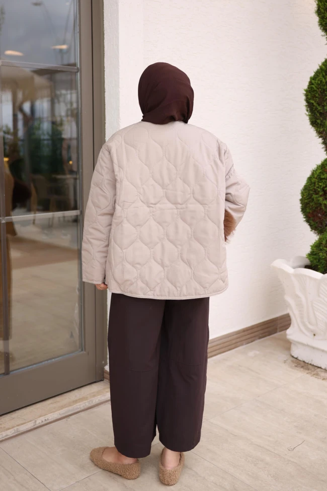 Taş Kapitone Çıtçıtlı Mont