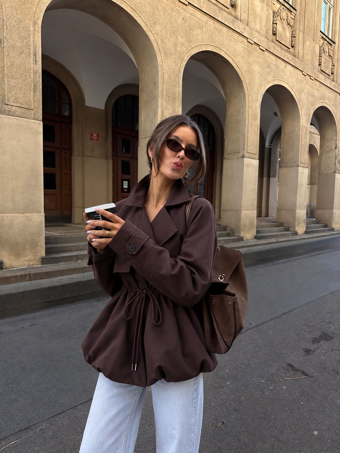 Zra model balon kesim premium trençkot