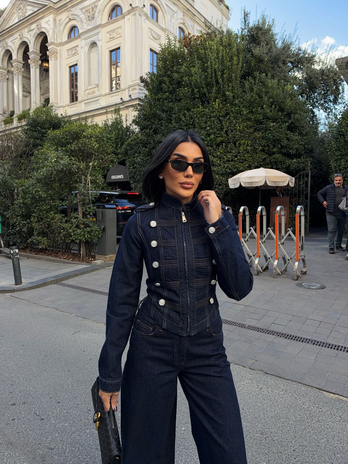 Zra model Silver düğmeli denim takım